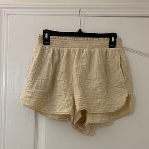 Aerie High Waist Cream Shorts